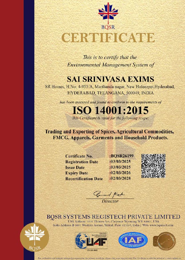 ISO 14001:2015 certificate